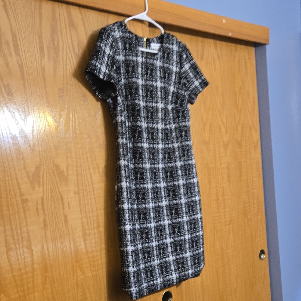 Calvin Klein Black and White Checkered Mini Dress